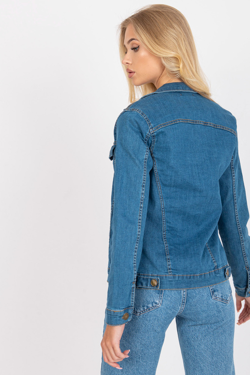 Zila džinsa jaka ar garām piedurknēm...