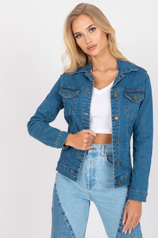 Zila džinsa jaka ar garām piedurknēm...