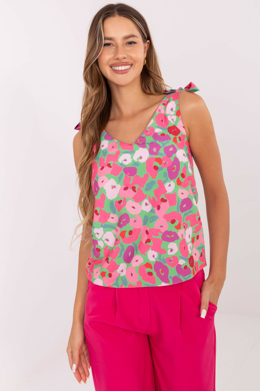 Zaļš un rozā vasaras tops ar apdrukām...