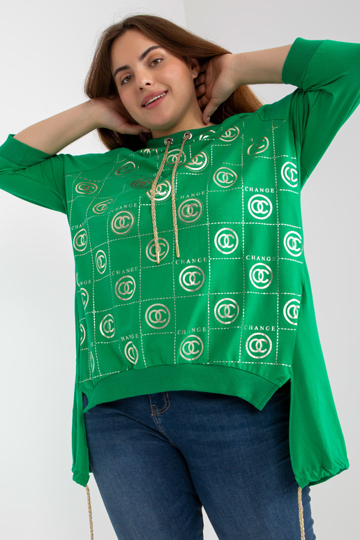 Zaļa asimetriska liela izmēra blūze...