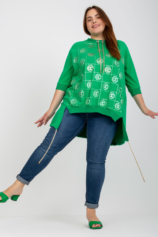 Zaļa asimetriska liela izmēra blūze...