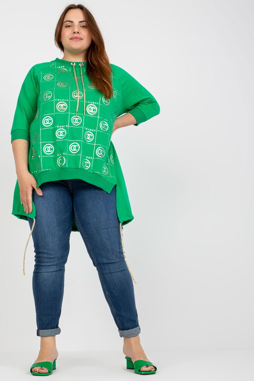 Zaļa asimetriska liela izmēra blūze...