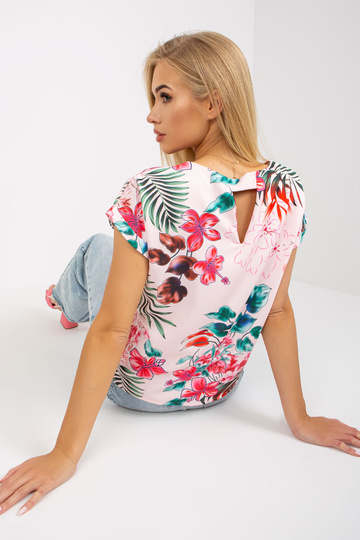 Bāli rozā blūze ar vasarīgu...