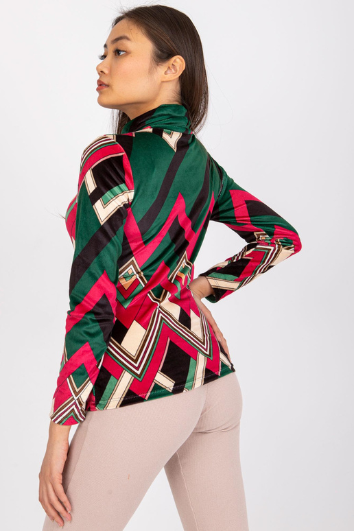 Biloxi zaļa fuksijas velūra blūze ar...