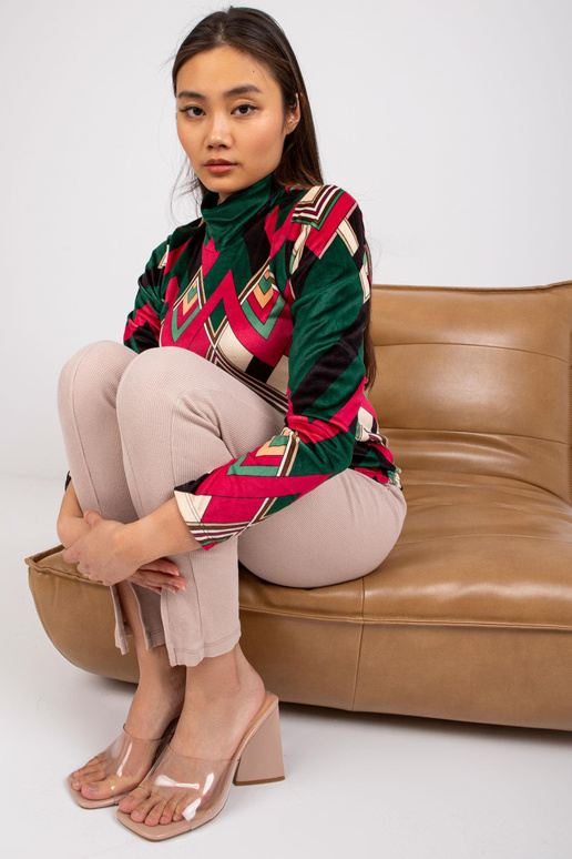 Biloxi zaļa fuksijas velūra blūze ar...