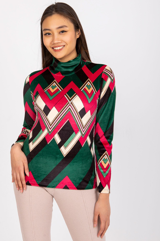 Biloxi zaļa fuksijas velūra blūze ar...