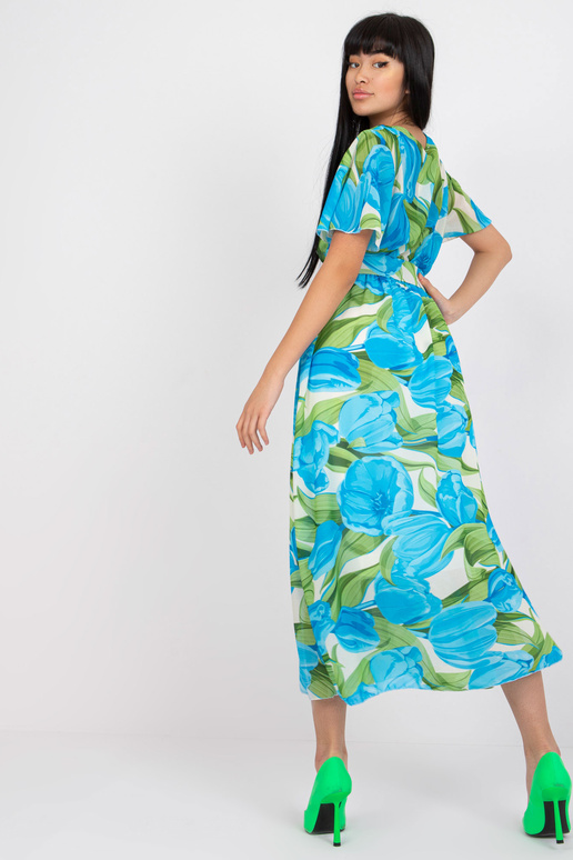 Zila un zaļa ietīšanas kleita ar īsām...