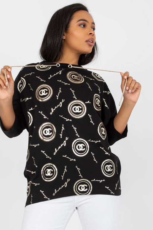 Melna ikdienas liela izmēra blūze ar...