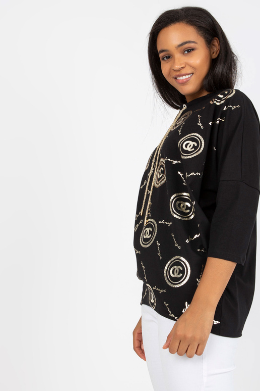 Melna ikdienas liela izmēra blūze ar...