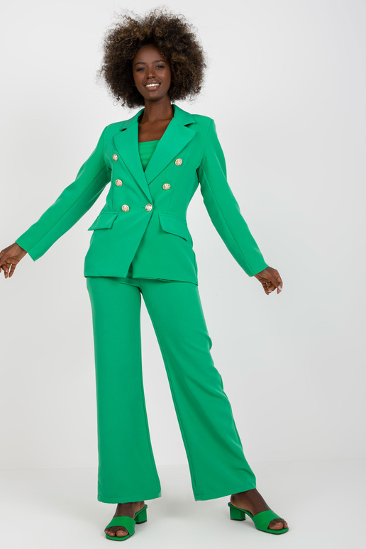 Zaļš klasisks žakete ar divrindu aizdari Zaļš klasisks žakete ar divrindu aizdari