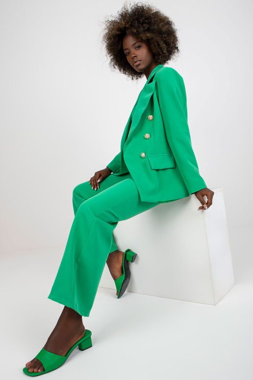 Zaļš klasisks žakete ar divrindu aizdari Zaļš klasisks žakete ar divrindu aizdari