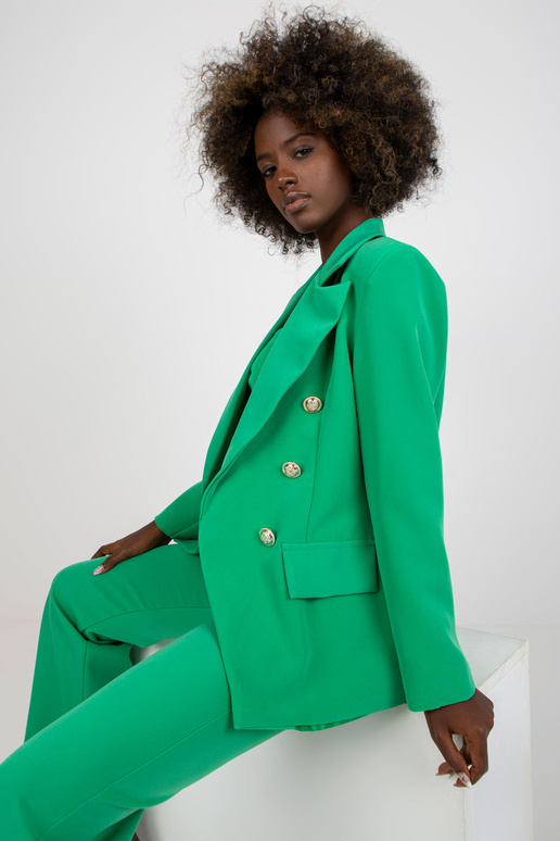Zaļš klasisks žakete ar divrindu aizdari Zaļš klasisks žakete ar divrindu aizdari