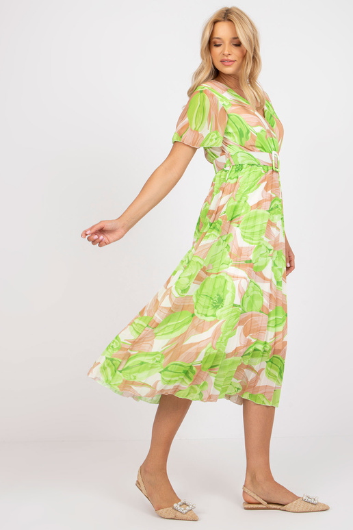 Bēša un zaļa midi kleita viena izmēra...