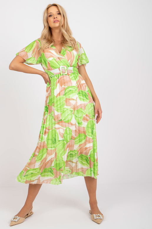 Bēša un zaļa midi kleita viena izmēra...