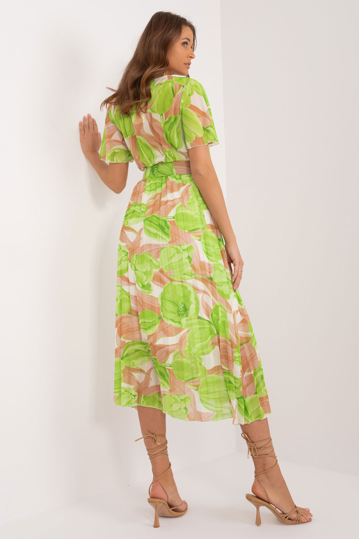 Bēša un zaļa midi kleita viena izmēra...