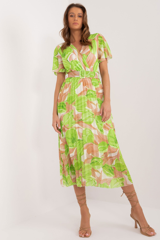 Bēša un zaļa midi kleita viena izmēra...