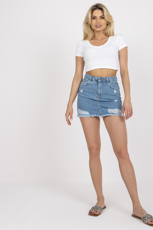 Zili mini džinsa svārki ar caurumiem...