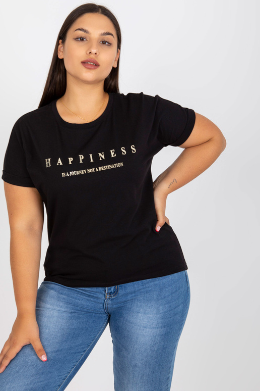 Melns plus izmēra t-krekls ar zelta...