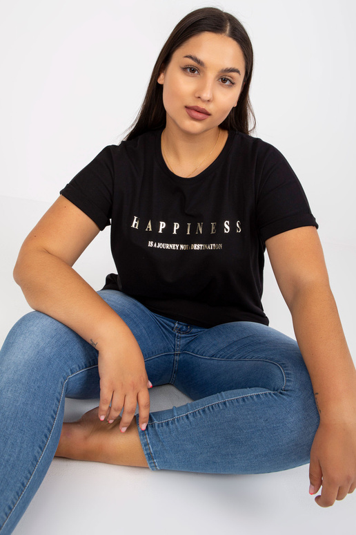 Melns plus izmēra t-krekls ar zelta...