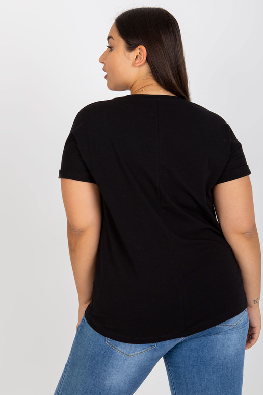 Melns plus izmēra t-krekls ar zelta...