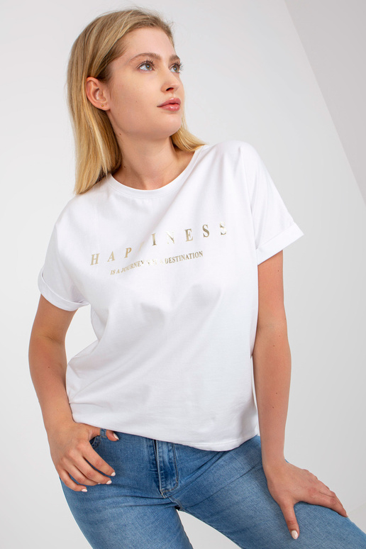 Balts kokvilnas liela izmēra T-krekls...