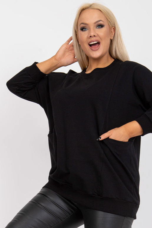 Melna Plain Plus Size Basic Blūze...