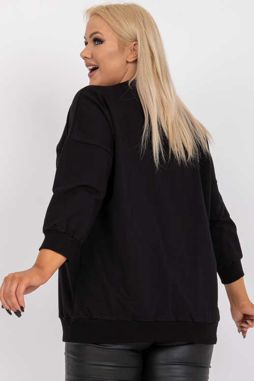 Melna Plain Plus Size Basic Blūze...