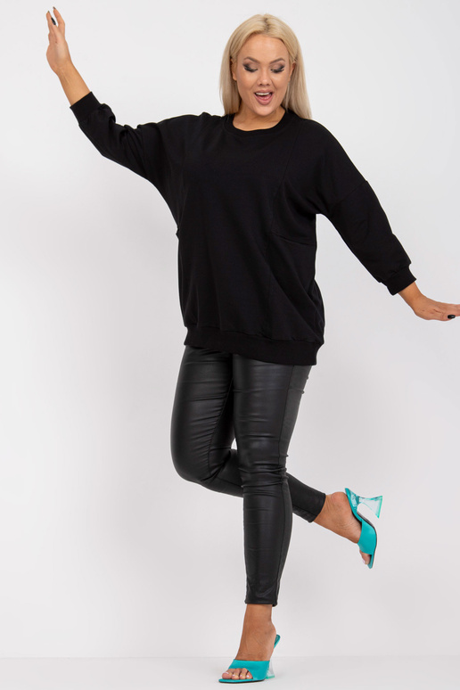 Melna Plain Plus Size Basic Blūze...