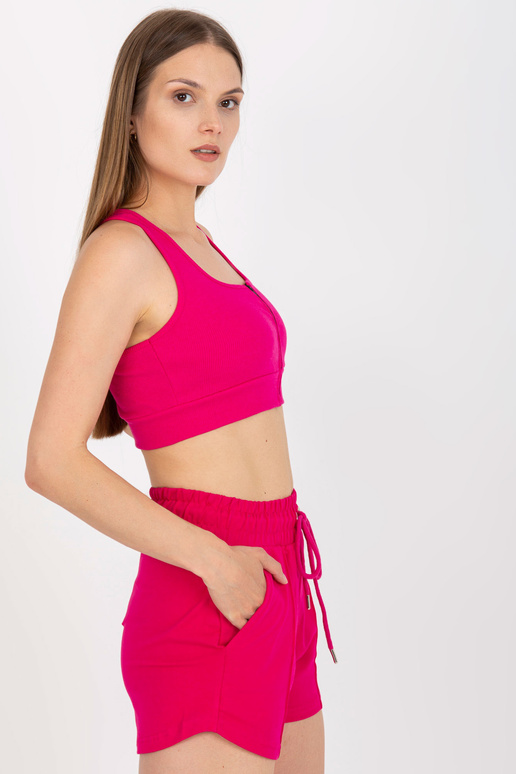 Fuksijas rievotas crop top basic ar...