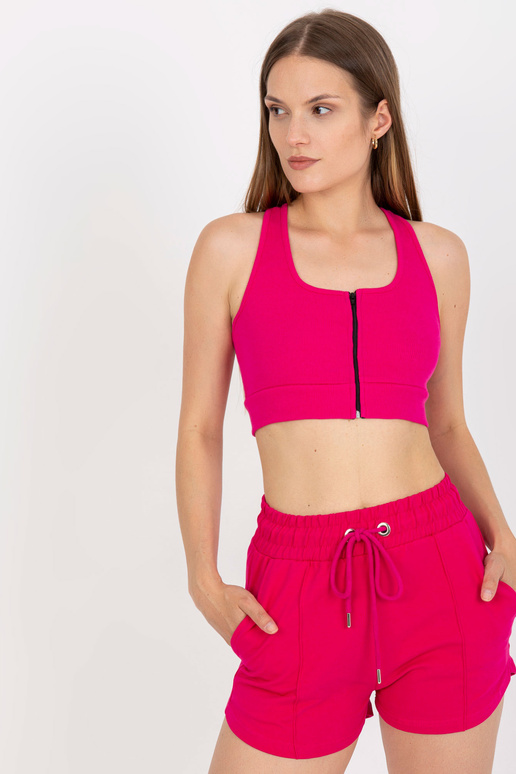 Fuksijas rievotas crop top basic ar...