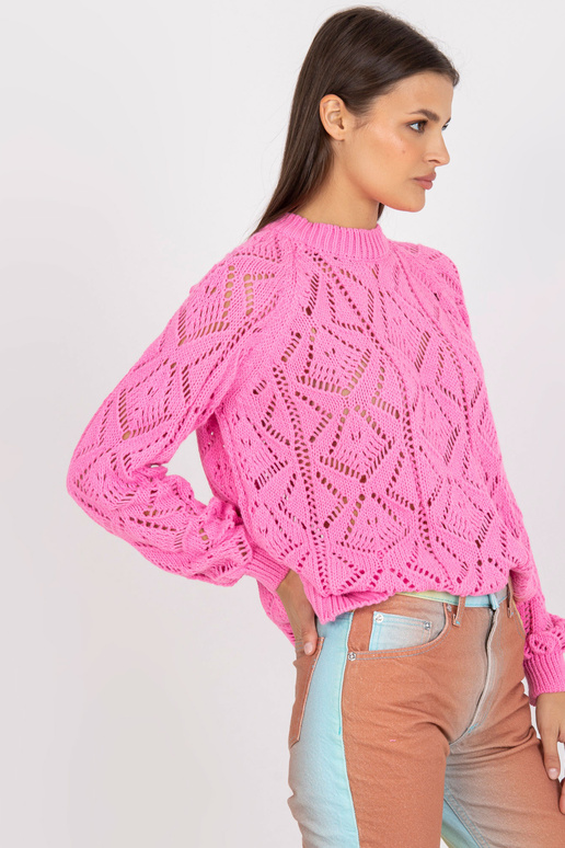 Rozā ažūra džemperis klasisks ar...