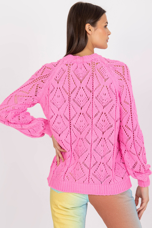 Rozā ažūra džemperis klasisks ar...