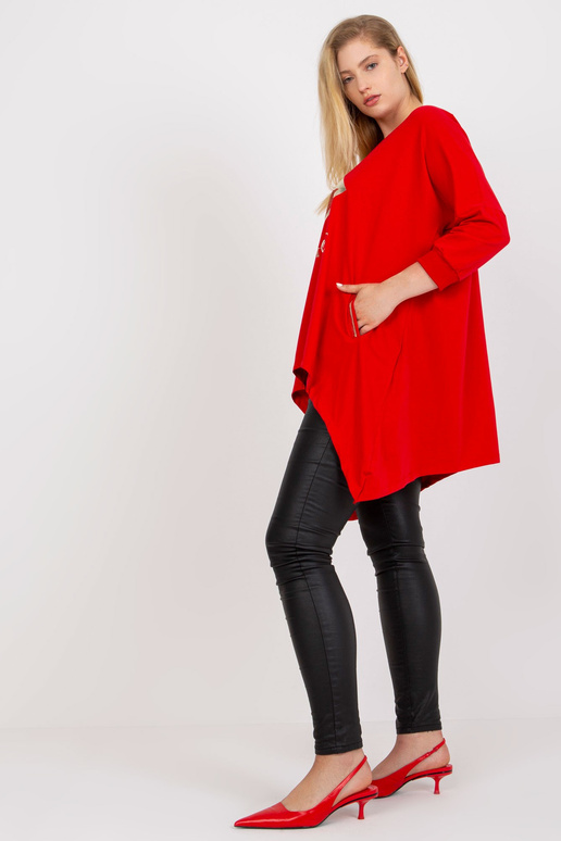 Sarkana liela izmēra gara blūze ar...