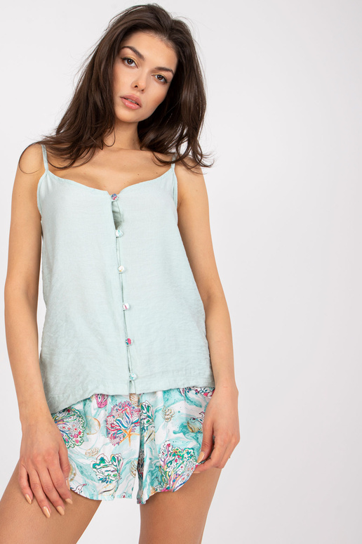 Tirkīza divdaļīga pidžama ar šortiem