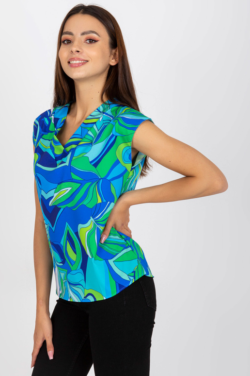 Zila un zaļa brīva blūze ar RUE PARIS...