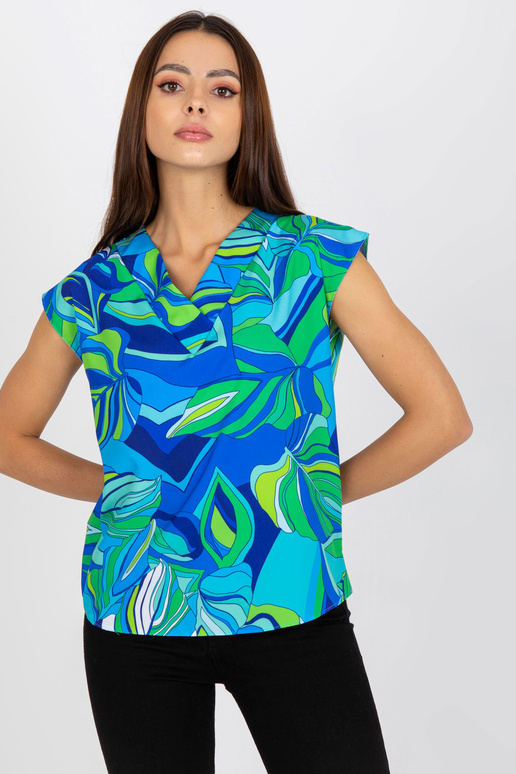 Zila un zaļa brīva blūze ar RUE PARIS...