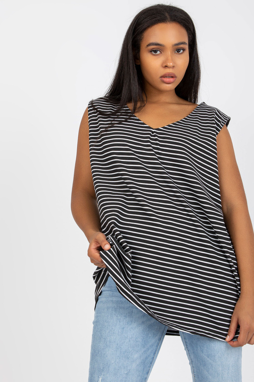 Melnbalts plus izmēra tops ar V veida...