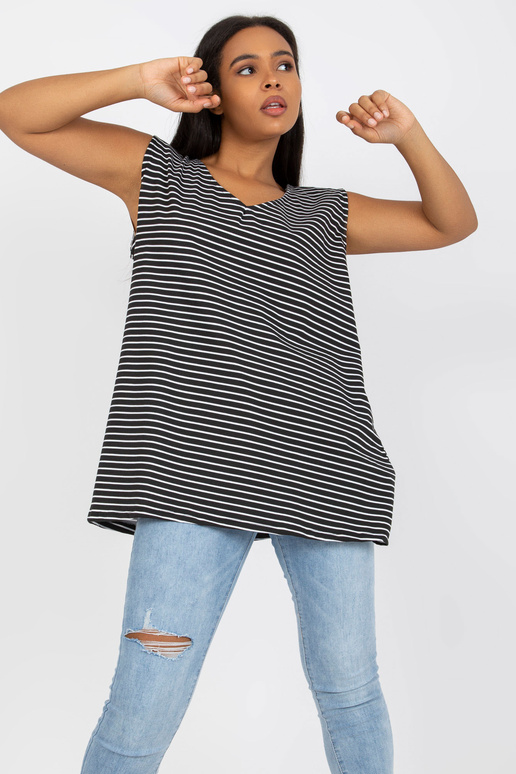 Melnbalts plus izmēra tops ar V veida...