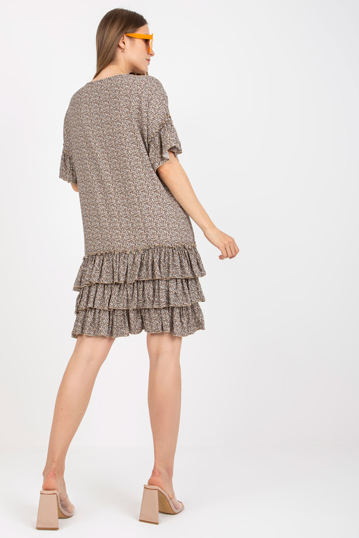 Bēša mini kleita ar volāniem un īsām...