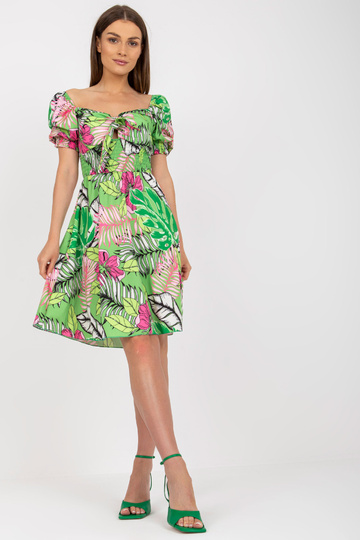 Zaļa raksta spāņu kleita ar...