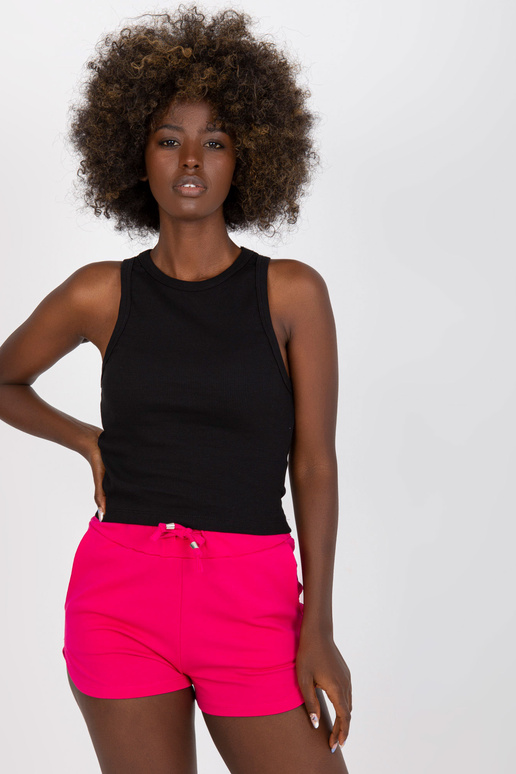 Black Ribbed Basic Bezpiedurkņu Tops