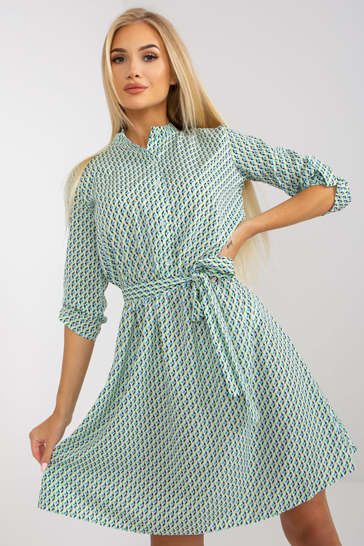 Balta un zaļa ikdienas kleita ar...