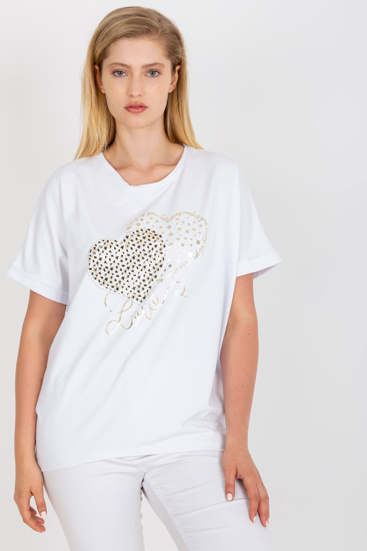 Balts brīvs liela izmēra T-krekls ar...