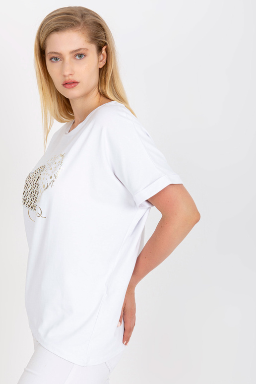 Balts brīvs liela izmēra T-krekls ar...