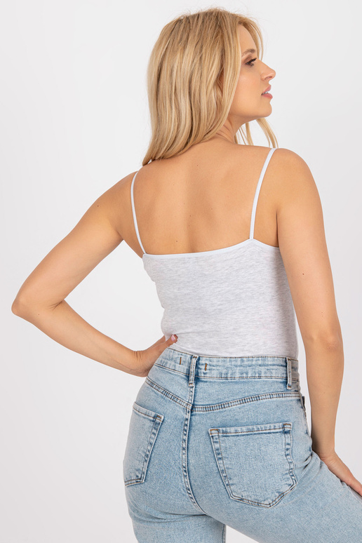 Gaiši pelēka melanža tops ar plānām...