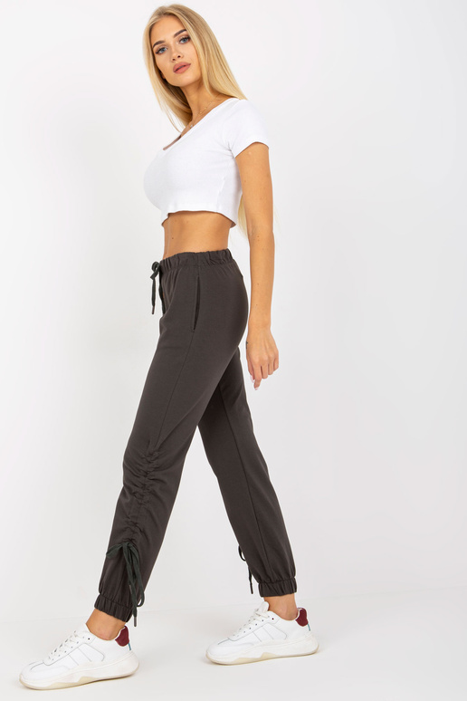 Khaki krāsas sieviešu treniņbikses ar...