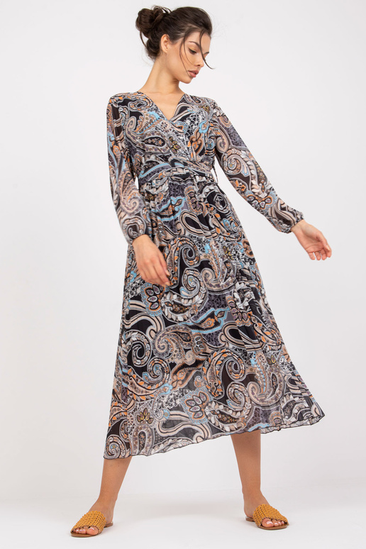 Melna kroku Midi kleita ar...