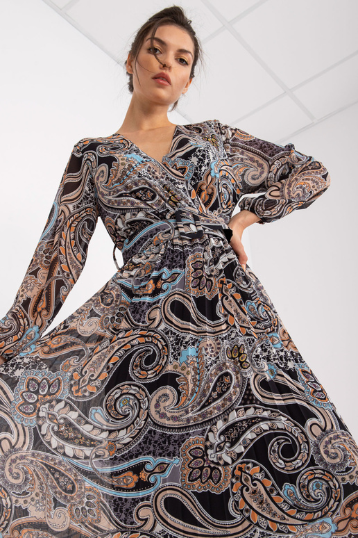 Melna kroku Midi kleita ar...