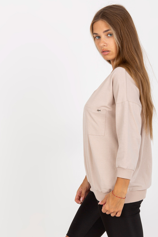 Bēša kokvilnas blūze ar kabatu