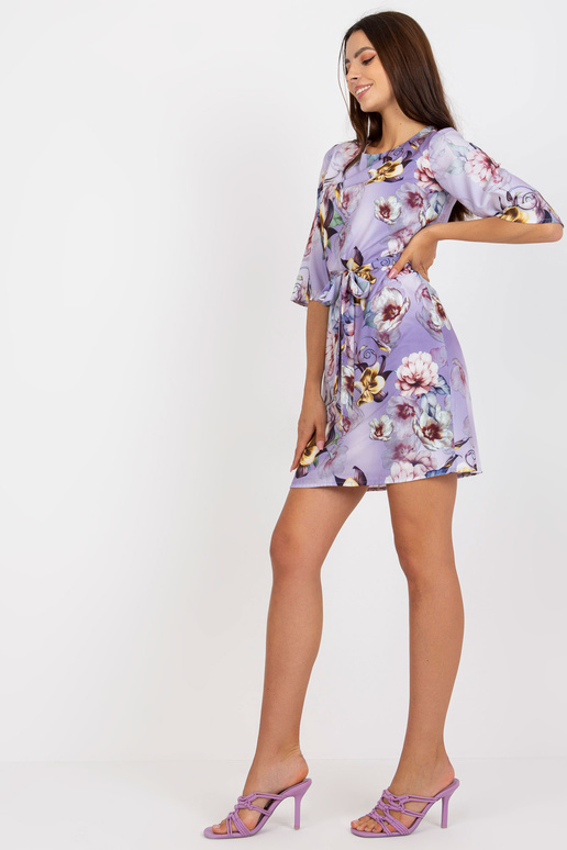 Violeta ziedu mini kokteiļu kleita